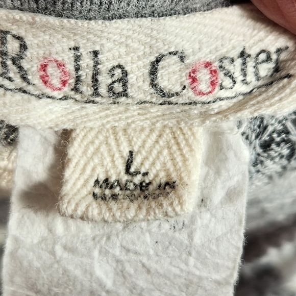 Rolla Coster White Black Grey Camo Back Button Thermal Long Sleeve Top Sz Large - Picture 7 of 9